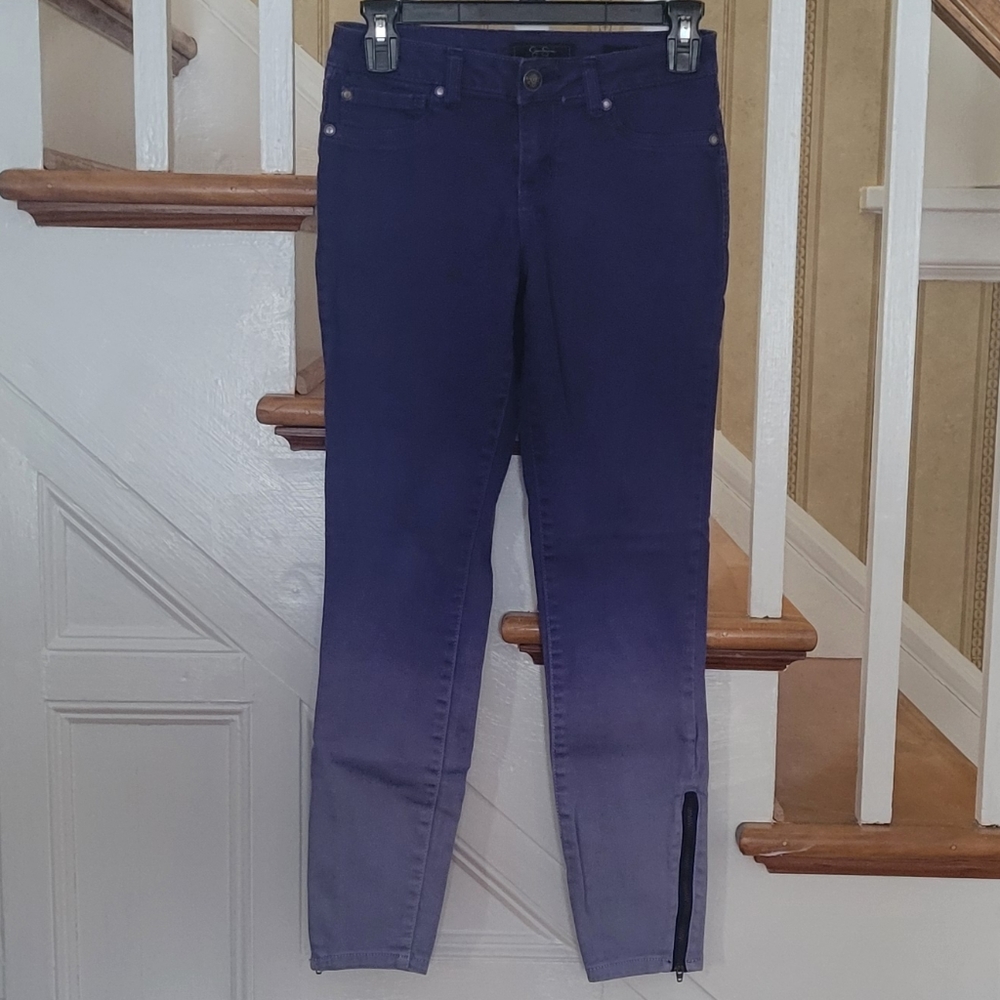 JESSICA SIMPSON Denim Purple Ombre Jeans Kiss Me Ankle Skinny  Size 26 - Picture 3 of 8